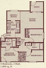3 Beds, 2 Baths Model floor plan